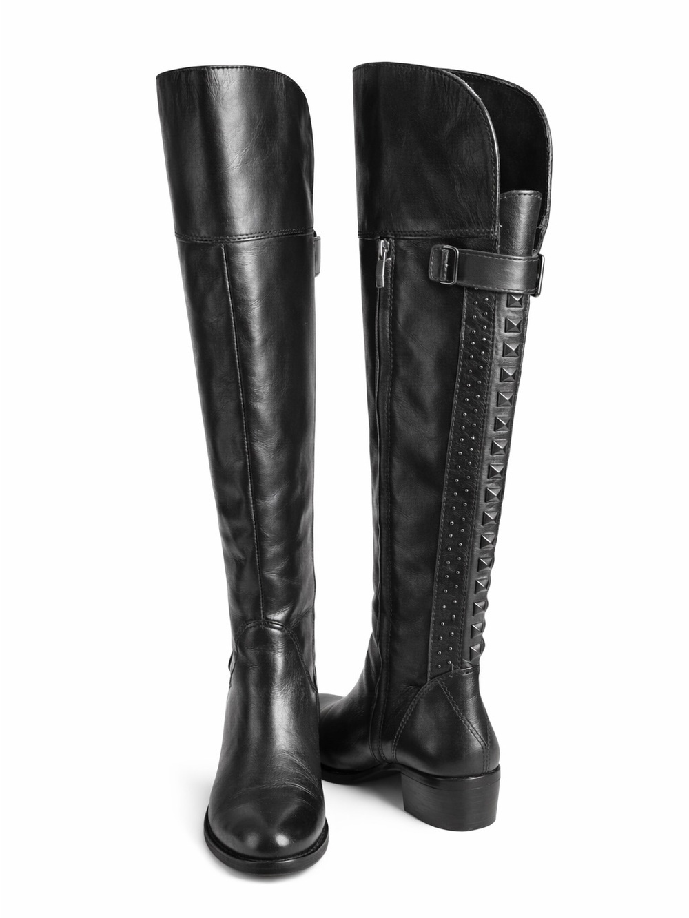 VINCE CAMUTO Tall Boots Over the Knee OTK Genuine Leather MetalGromets Black 7.5
